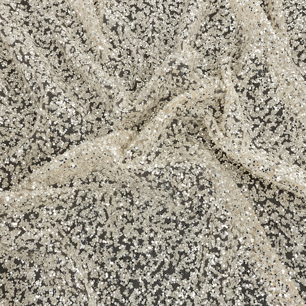 Tulle with Glitter Clusters - Champagne with Platinum - Eminence Collection - Joann Fabrics