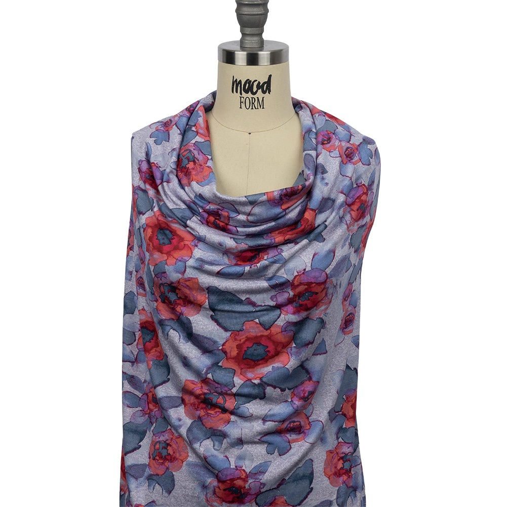 Heathered Purple, Indigo and Pink Floral Stretch Rayon Jersey - Joann Fabrics