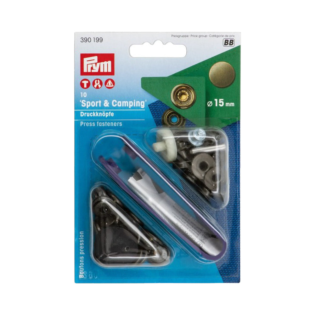Prym Sport & Camping Press Fasteners and Tools - Antique Brass 15mm - 10pc - Joann Fabrics