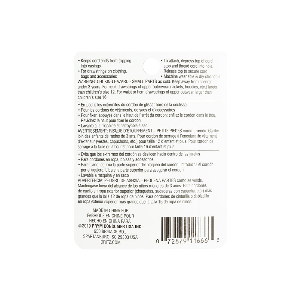 Dritz Black Cord Stops - 2 ct - Joann Fabrics