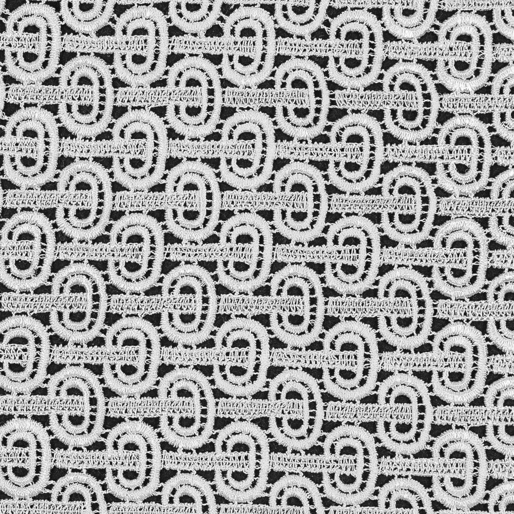 White Geometric Lace Trim - 6.5