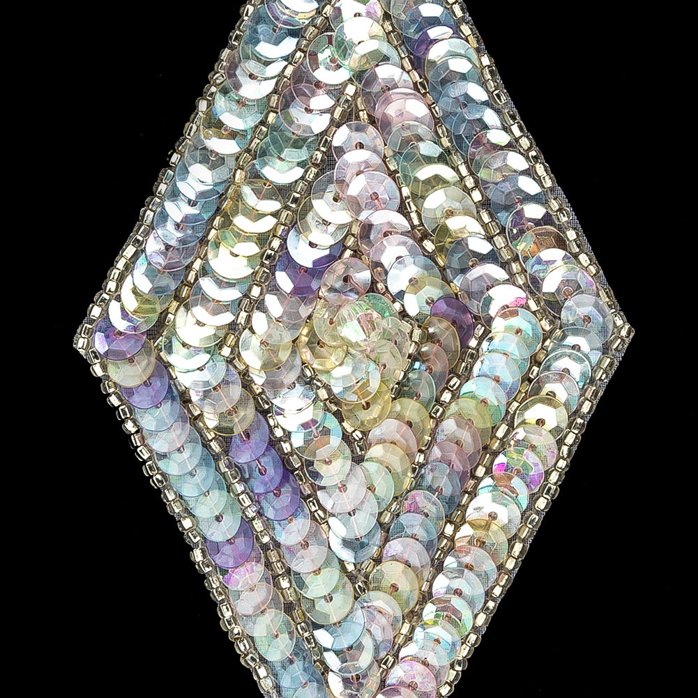 Vintage Crystal Confetti Sequins and Silver-lined Beaded Diamond Applique - 5