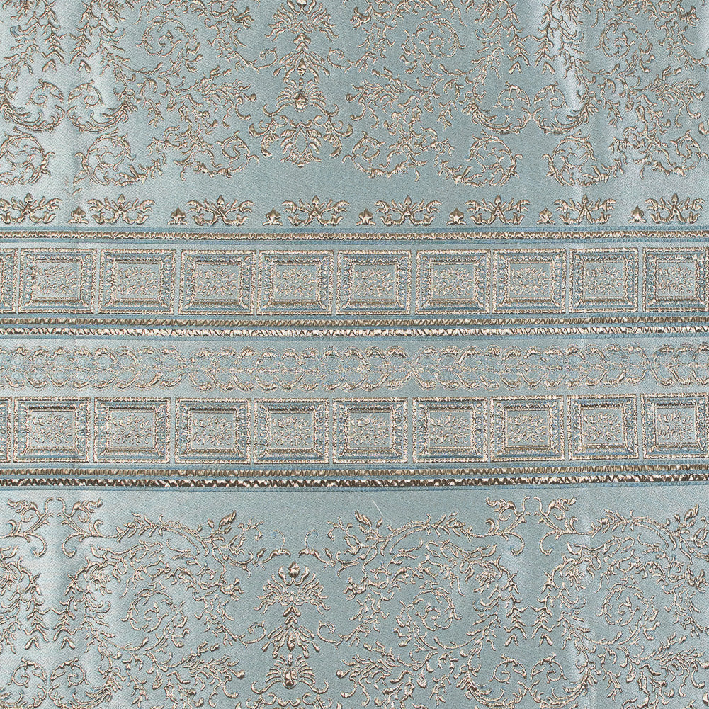 Pale Blue and Gold Luxury Classical Metallic Brocade - Joann Fabrics