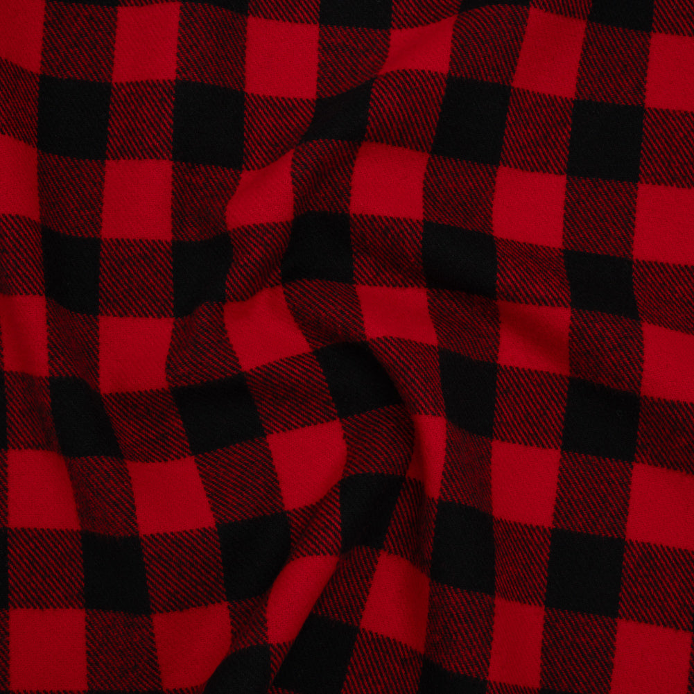 Yarn-Dyed Cotton Twill Flannel - Small Red and Black Buffalo Check - Deadstock - Joann Fabrics