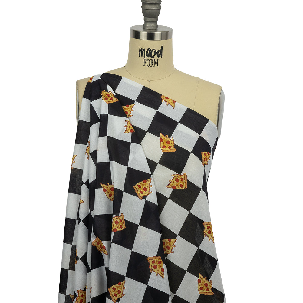 Mercerized Organic Egyptian Cotton Voile - Black, White and Yellow Pizza Check - Toulouse Collection - Joann Fabrics