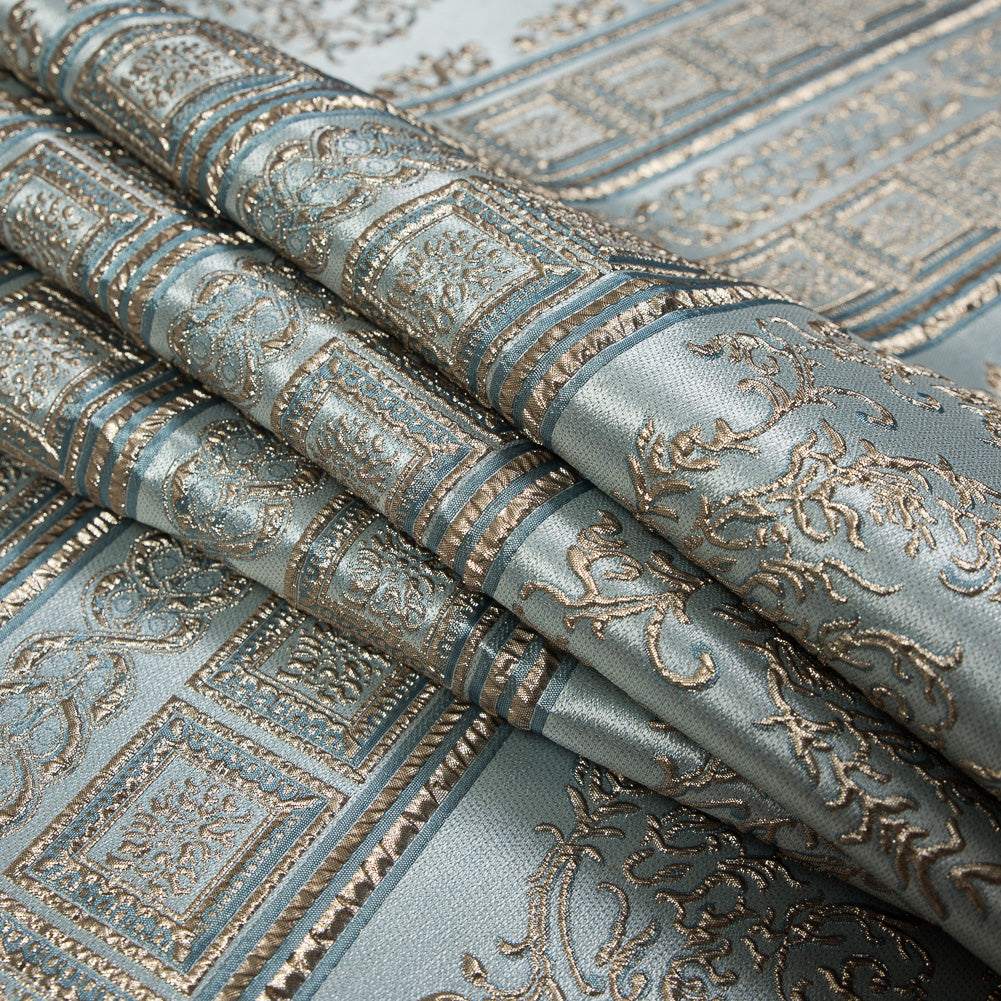 Pale Blue and Gold Luxury Classical Metallic Brocade - Joann Fabrics