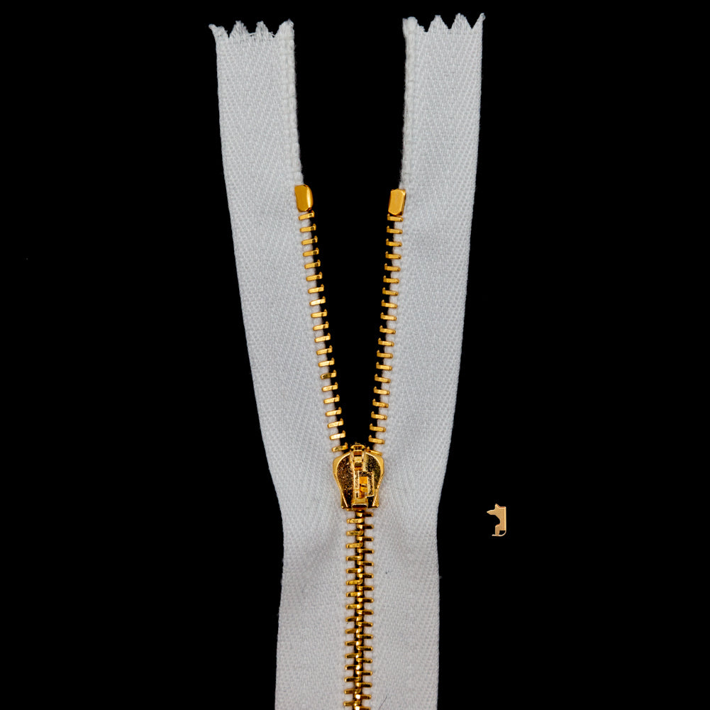 Mood Exclusive Italian White and Gold T3 Closed End Metal Zipper - 9