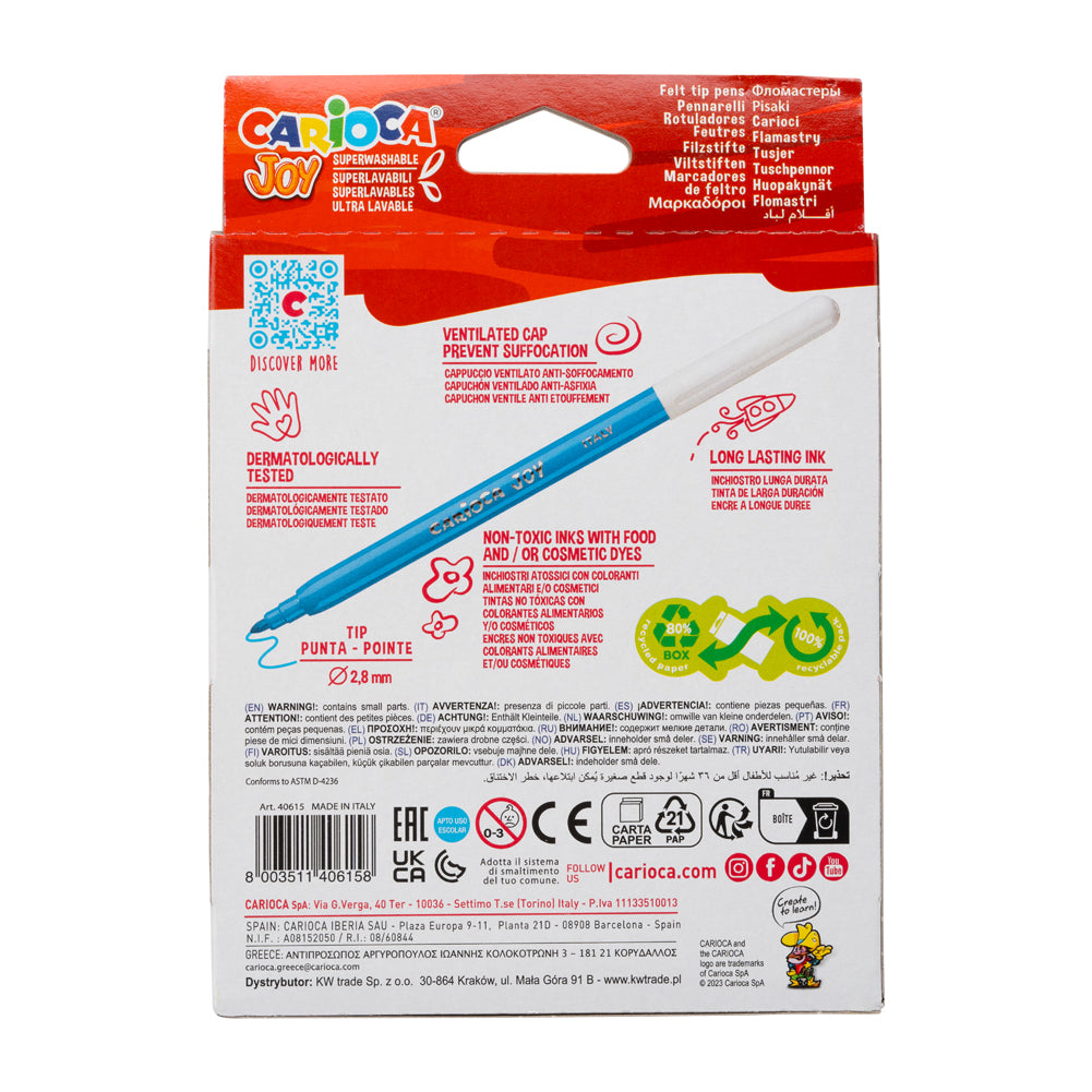 Carioca Joy Superwashable Felt Tip Marker Pens - 24pc - Joann Fabrics