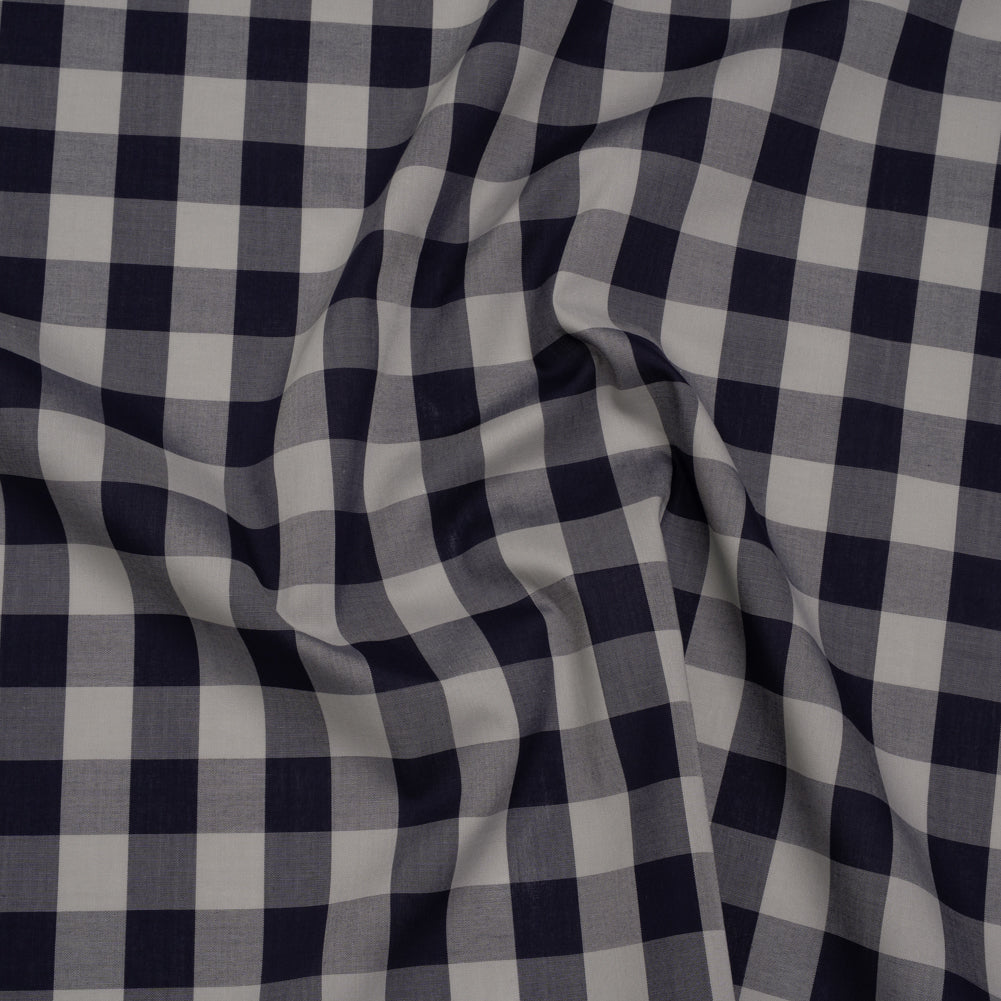 Cotton Shirting - Gray and Dark Navy Big Checks - Deadstock - Joann Fabrics
