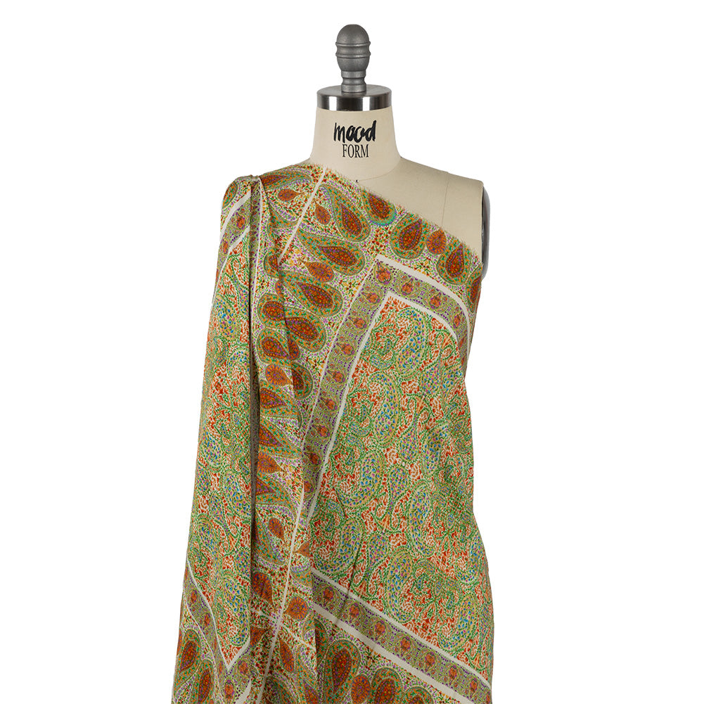 Sustainable Viscose Crepe Panel - Cream Paisley Squares - Laputa's Groundkeeper Print - Mood Exclusive Gisele Collection - Joann Fabrics