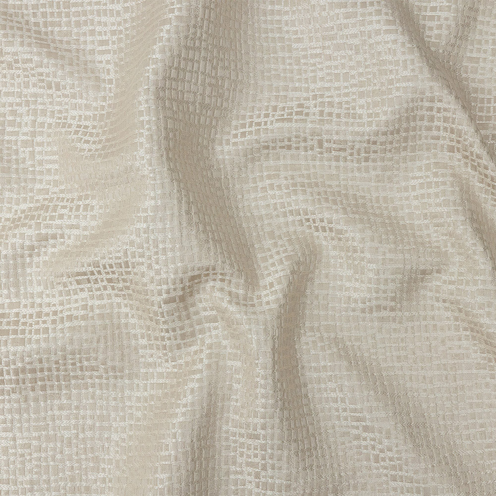 Polyester Jacquard - Taupe Grid - British Imported - Joann Fabrics