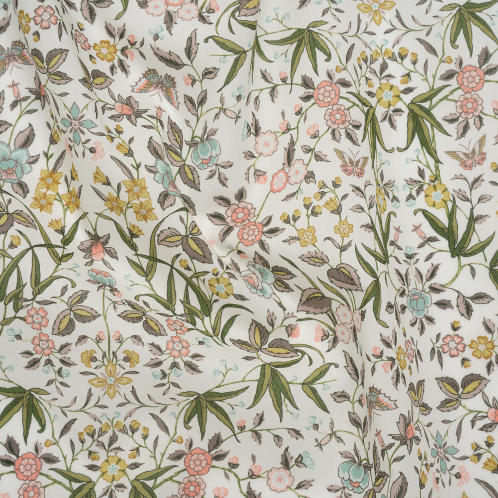 Liberty Fabrics Tana Lawn® - Tapestry Multi Pastel - Light Pink, Green and Yellow Floral and Butterflies - Joann Fabrics