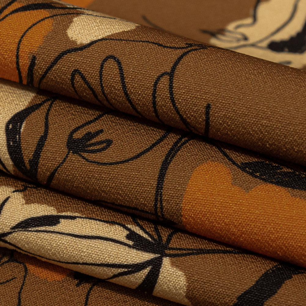 Stretch Polyester Crepe - Brown Figure Lines - Contoured Personage Print - Mood Exclusive Serengeti Collection - Joann Fabrics