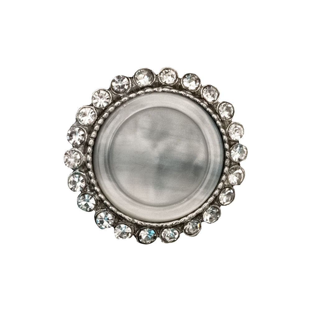 Italian Silver Metal, Crystal Rhinestones and Rabbit Shell Shank Button - 36L/23mm - Joann Fabrics