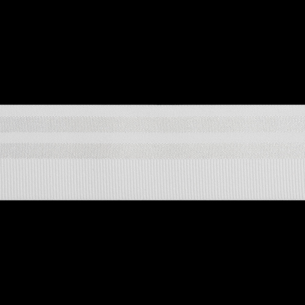 Nylon Elastic Trim with Satin Stripes and Ribbing Made in Italy - 1.625