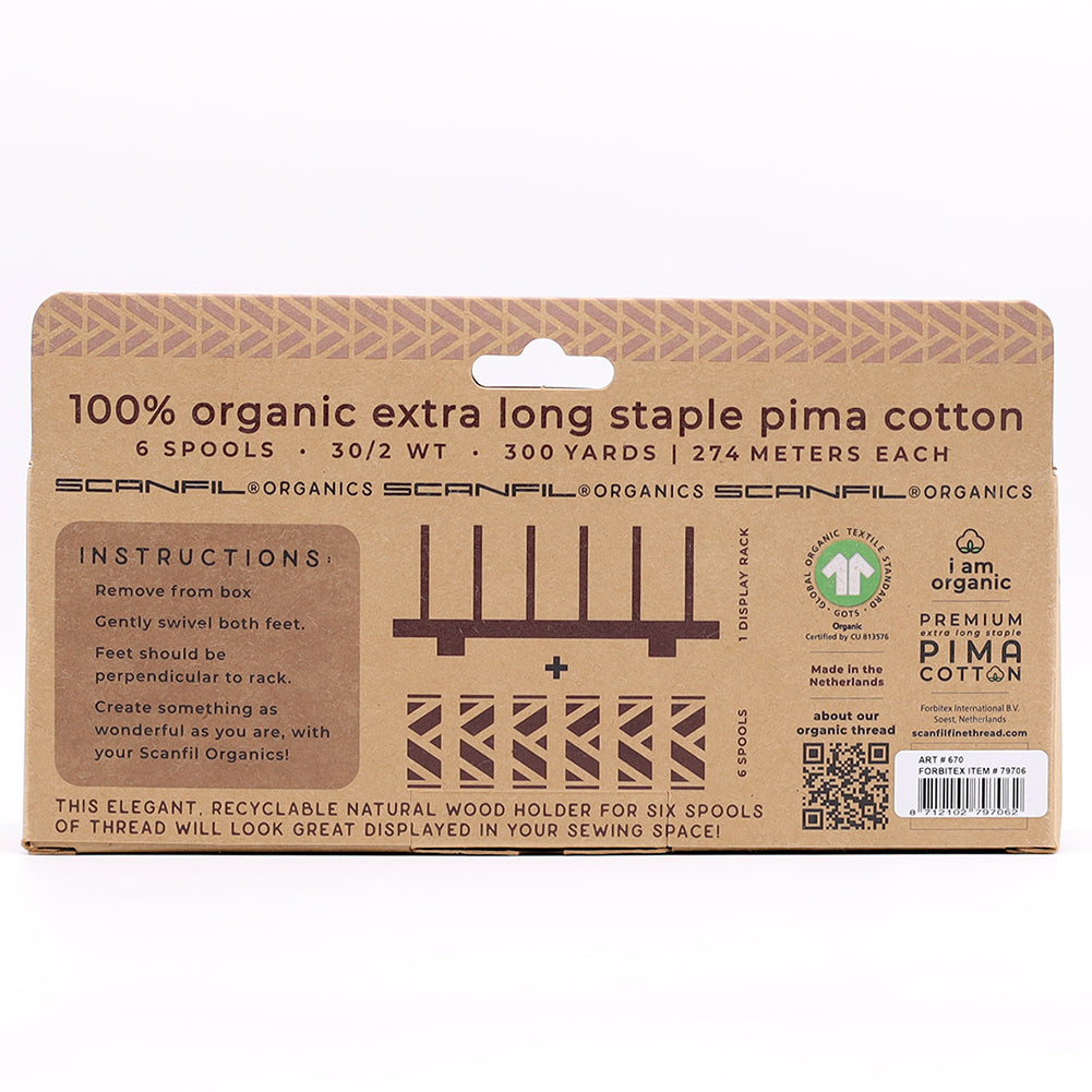 SCANFIL® 30wt Organic Pima Cotton Thread Set - 6ct 300yd Spools & Wood Rack - Fashion Mix - Joann Fabrics