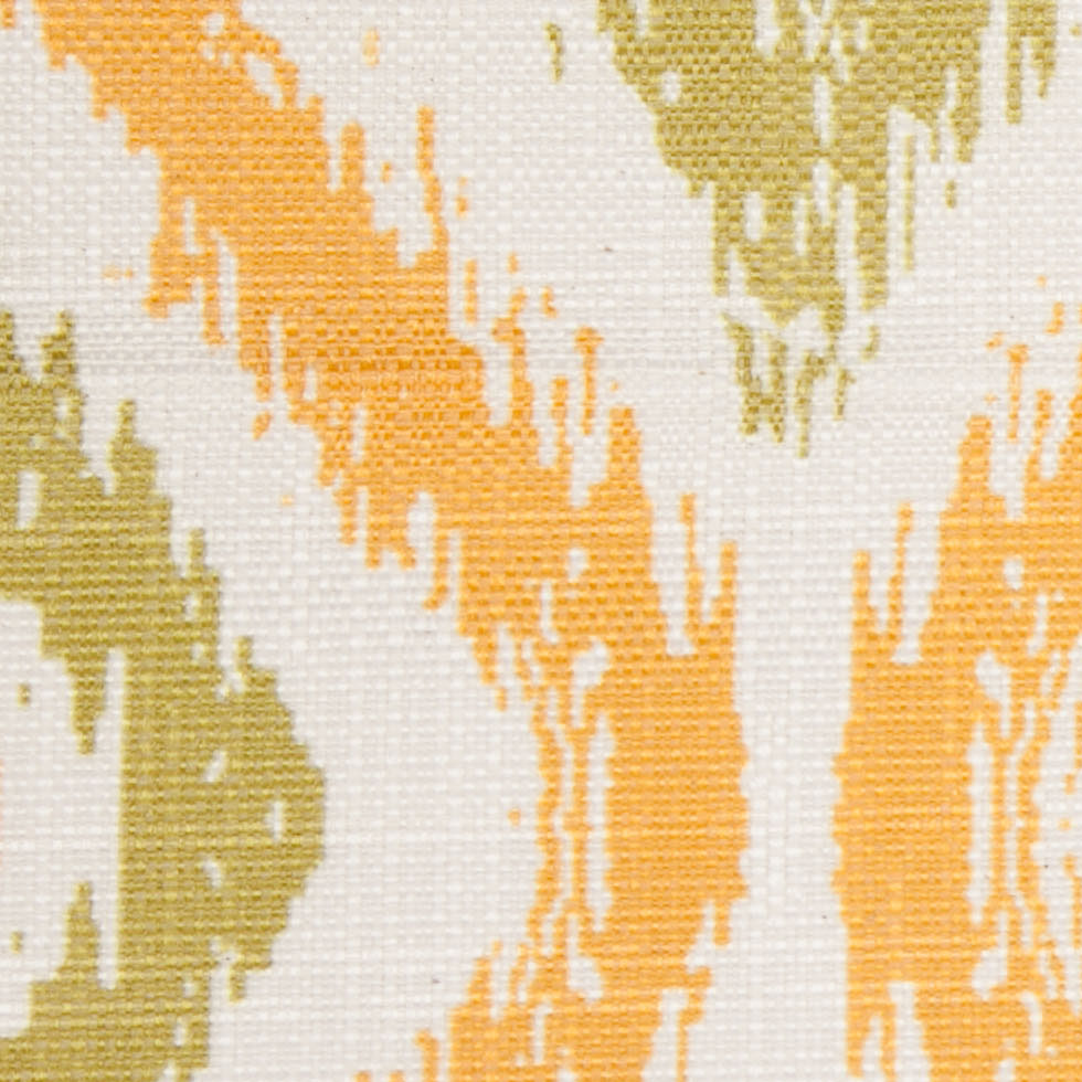 Spanish Green/Orange Ikat-Like Geometric Poly/Cotton Canvas - Joann Fabrics