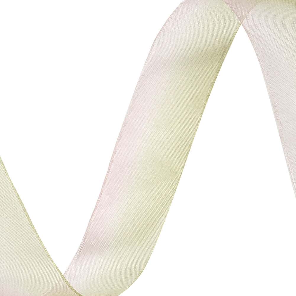 Sheer Green and Pink Ombre Ribbon - 0.875