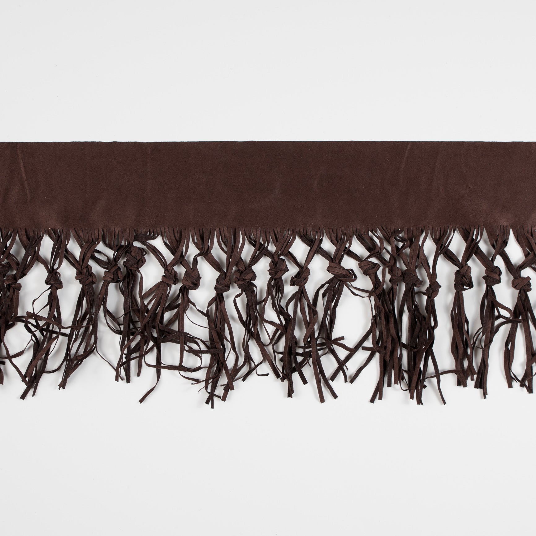 Italian Dark Brown Suede Fringe with Knots - 8.5