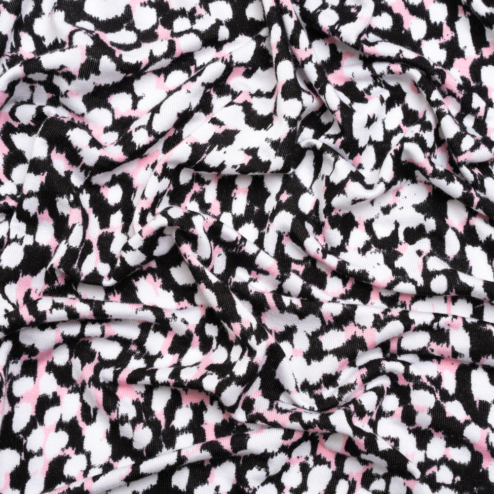 Stretch Rayon Jersey - Black, Pink and White Abstract Spots - Joann Fabrics