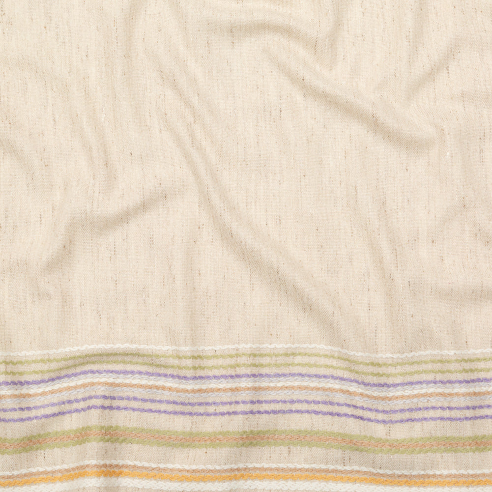 Italian Almond Milk Wool Woven Panel with Multicolored Stripes - Joann Fabrics