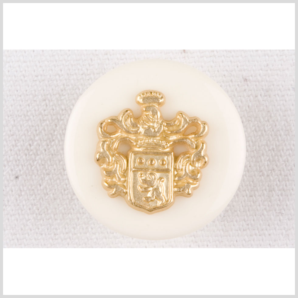 Plastic Shank Back Button - 36L/23mm - Ivory and Gold Decorative Crest - Joann Fabrics