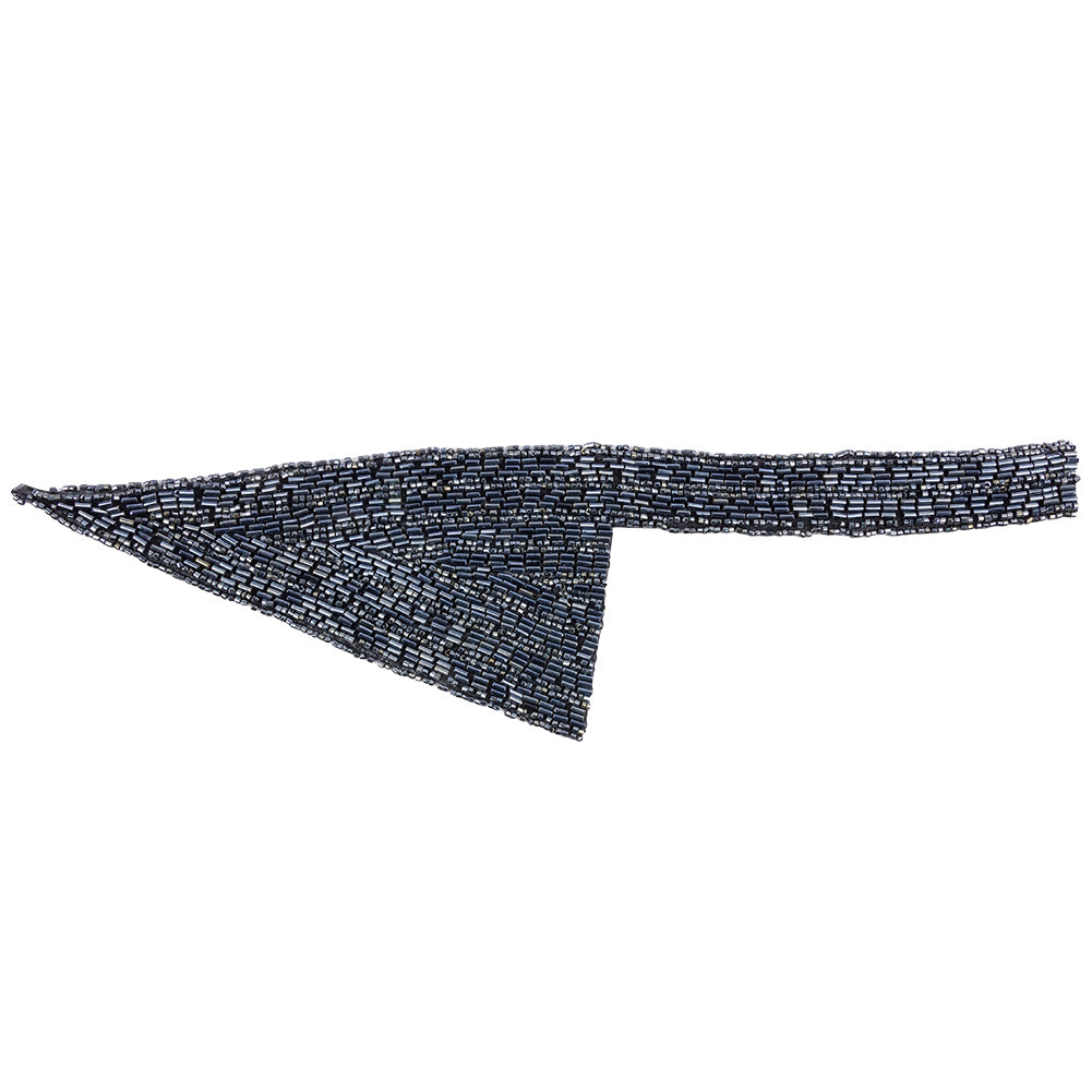Vintage Gunmetal Geometric Glass Beaded Right Lapel Applique - 13