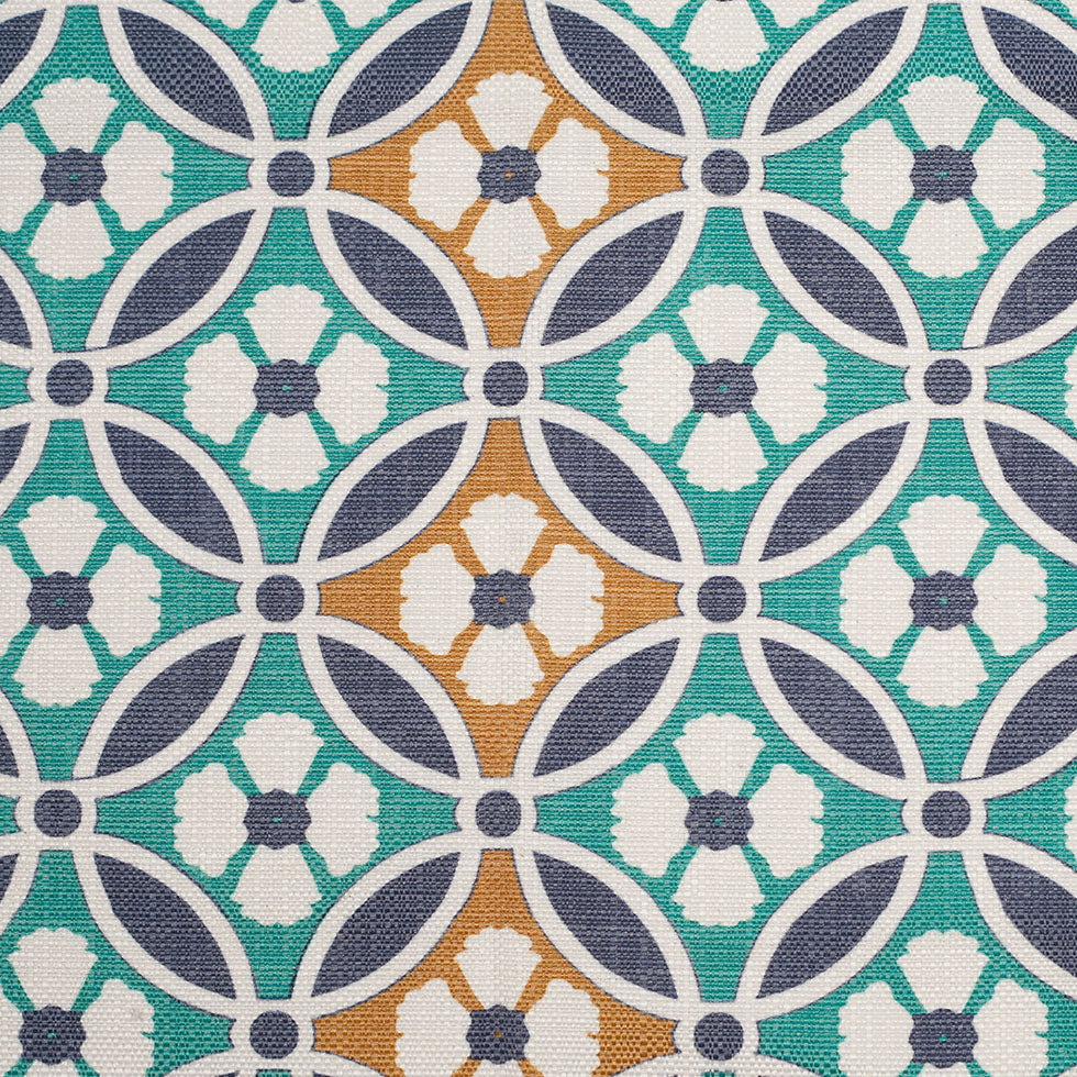 Spanish Green/Blue Floral Geometric Poly/Cotton Canvas - Joann Fabrics