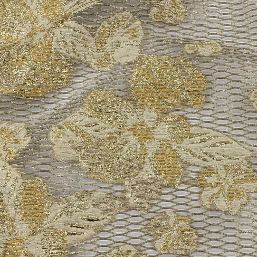 Metallic Golden Fleece and Beige Florals and Latticework Sheer Luxury Brocade - Joann Fabrics
