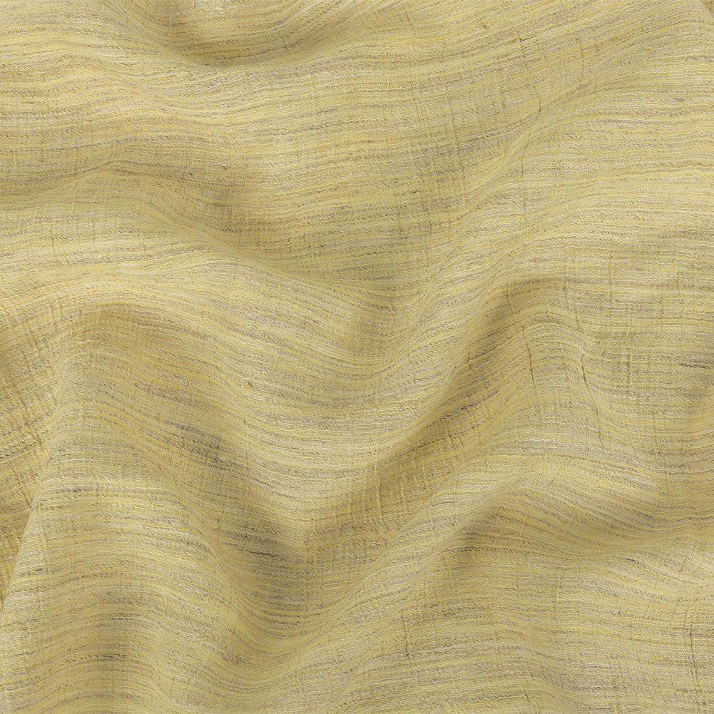 Pale Lemon, Ivory and Beige Striated Crinkled Linen and Polyester Double Cloth - Joann Fabrics