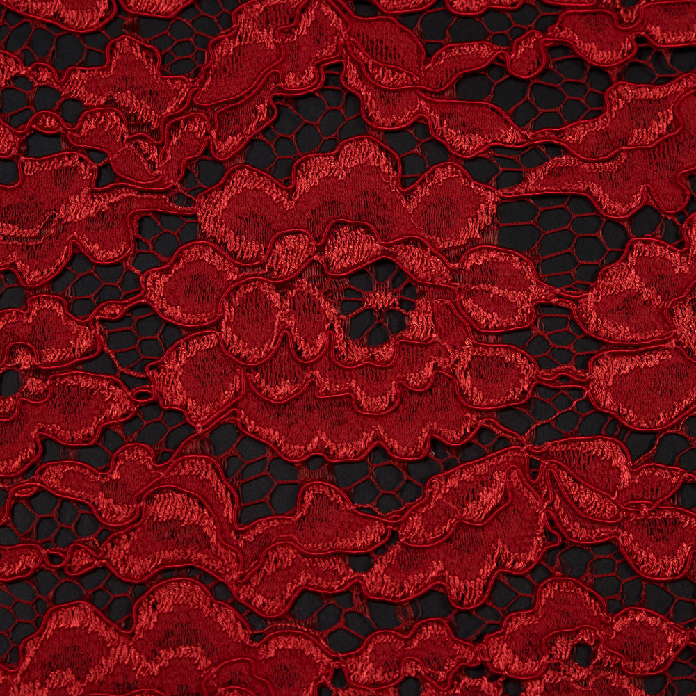 Famous NYC Designer Red Corded Floral Lace with Scalloped Edges - Joann Fabrics