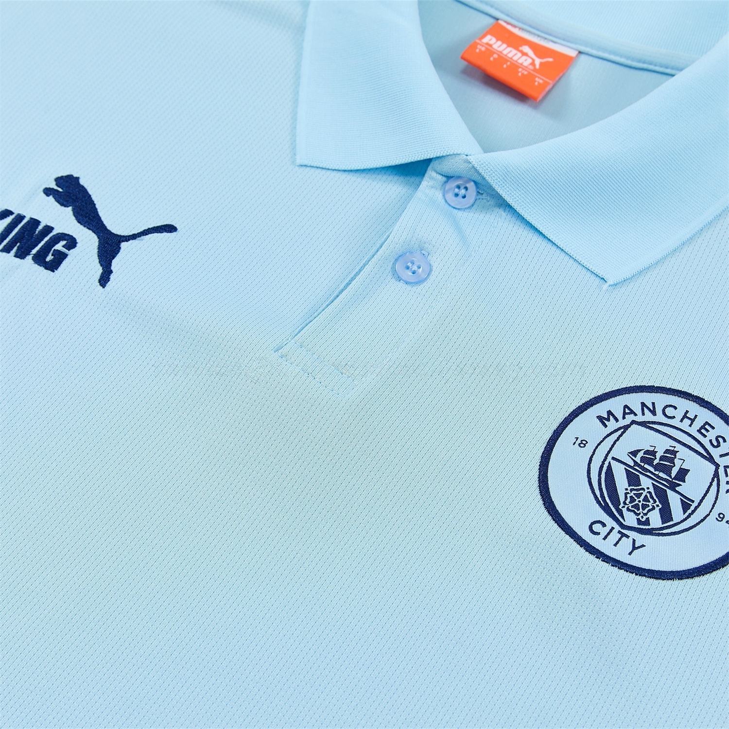 Manchester City 25-26 POLO Short-Sleeve Training Set - Light Blue Top and Dark Blue Pants - UnitedFutballJersey
