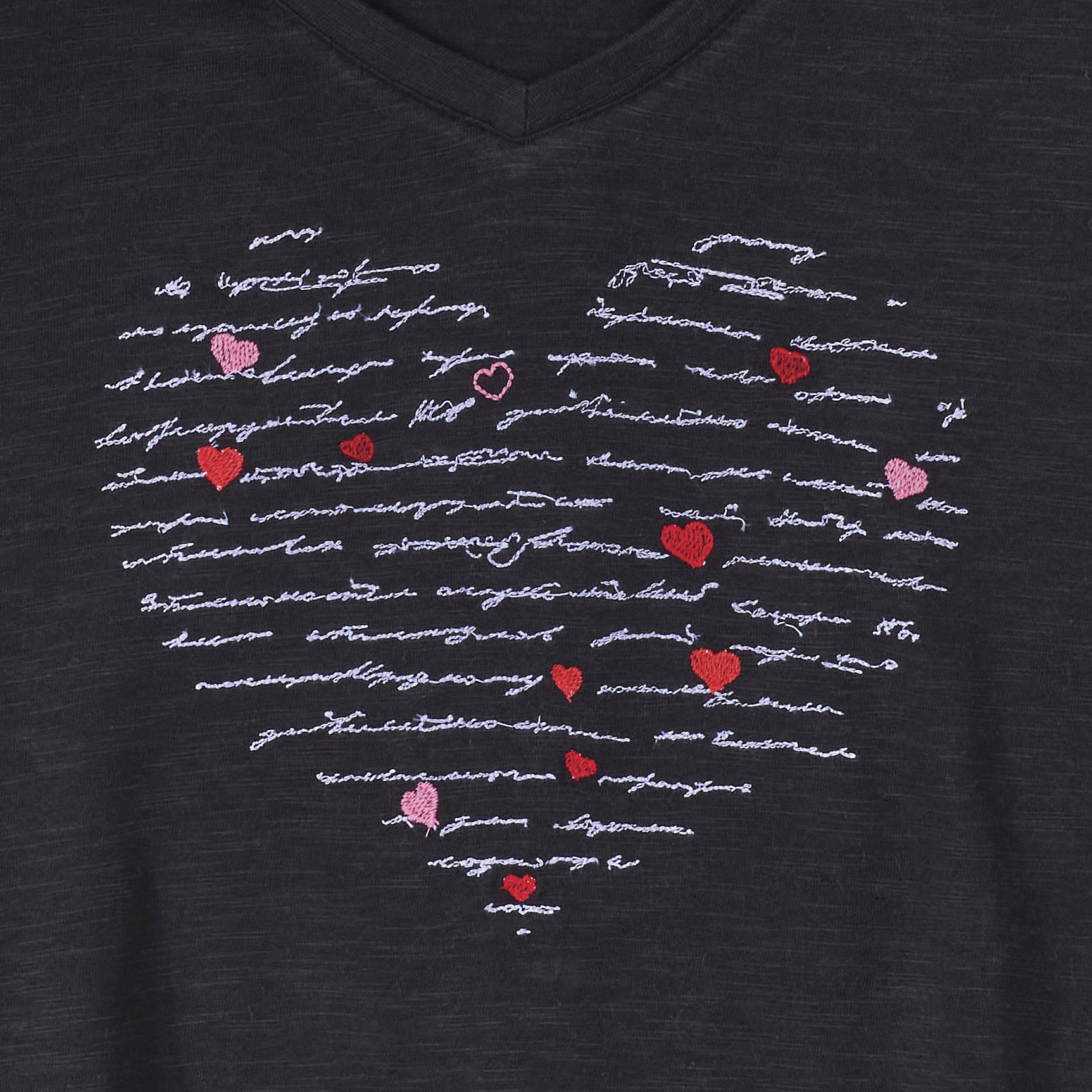 Smocked-Sleeve Embroidered Heart Top, V-Neck, Smocked Cuffs - Northstyle Catalog