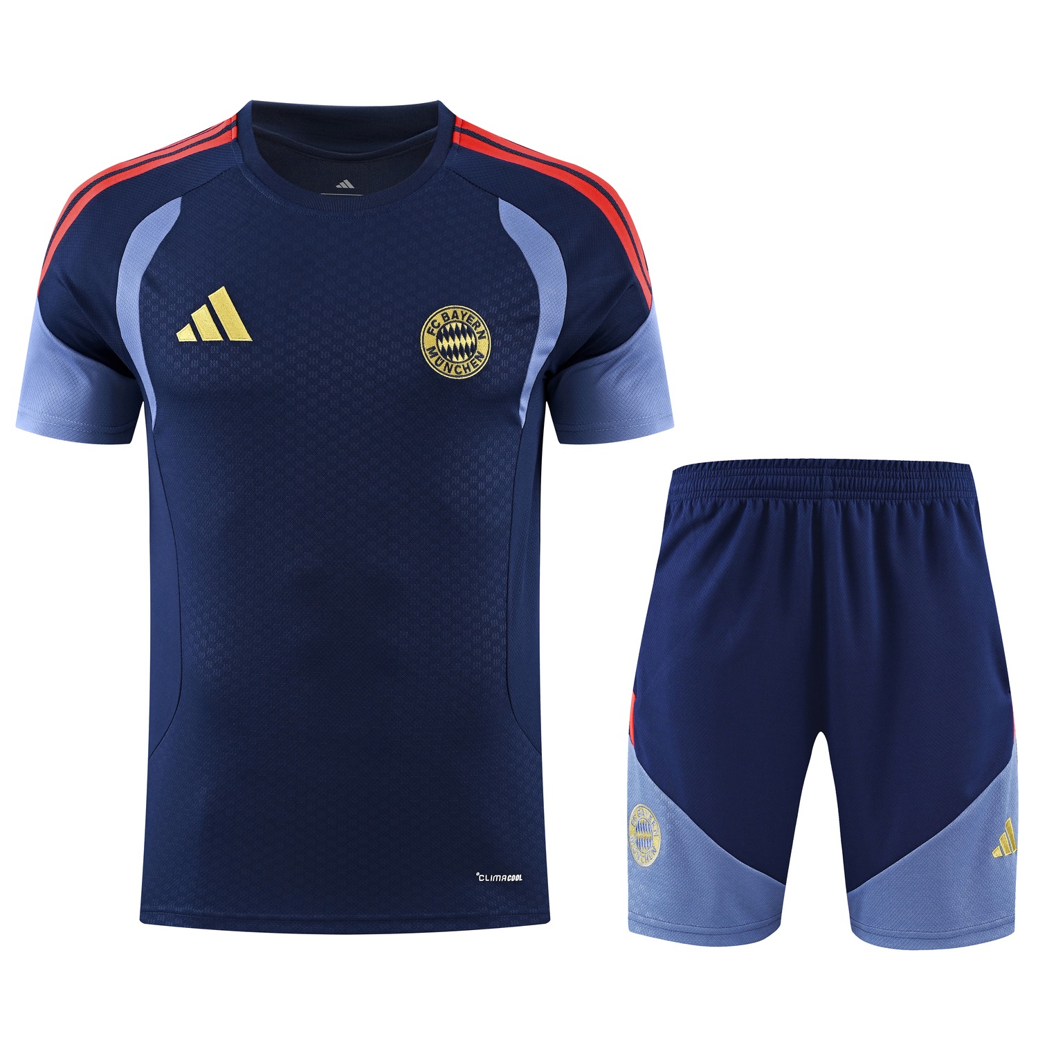 Bayern Munich 26-27 Short-Sleeve Training Set - Deep Blue Top & Deep Blue Shorts - UnitedFutballJersey