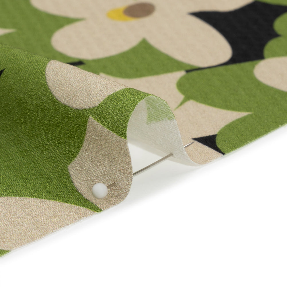 Sustainable Viscose Floral Jacquard Print - Green, White and Black Floral - Mood Exclusive Jonesing for Daisy - Joann Fabrics