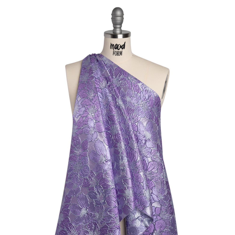Metallic Brocade - Lilac and Bright Lavender Floating Blossoms - Joann Fabrics