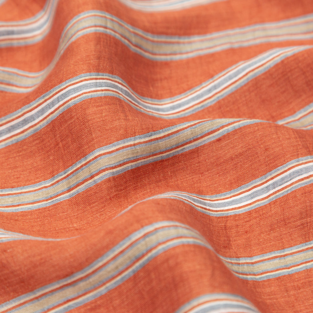 Italian Redwood and Blue Striped Rayon Woven - Joann Fabrics