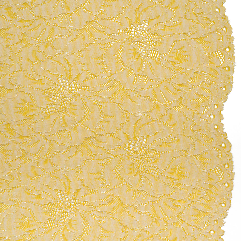 Stretch Corded Lace with Finished Edges - Acacia Yellow and Natural Bold Blooming Florals - Dania Collection - Joann Fabrics
