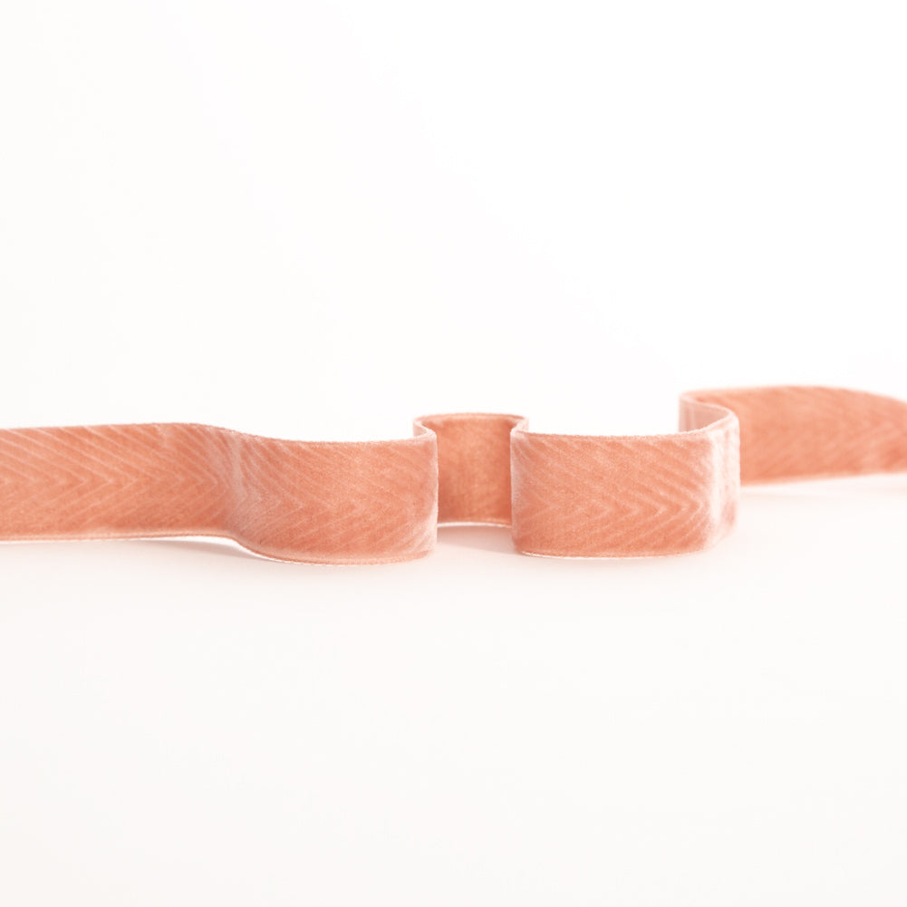 Italian Dusty Rose Chevron Velvet Ribbon - 0.875