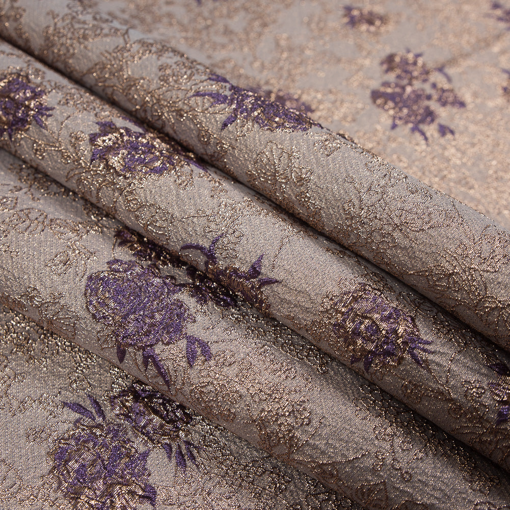 Pansy Purple and Gold Luxury Floral Metallic Brocade - Joann Fabrics
