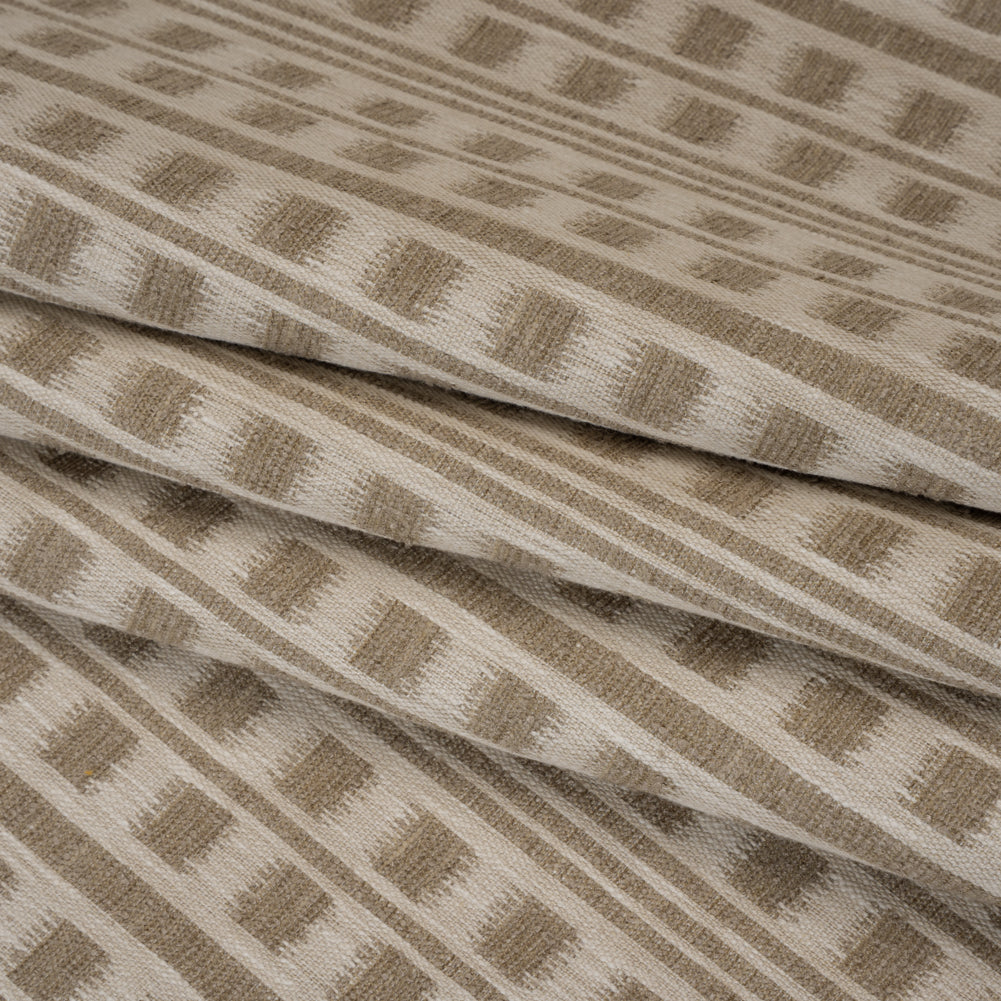Polyester and Cotton Home Decor Jacquard - Stone Ikat Squares in Stripes - British Imported - Joann Fabrics