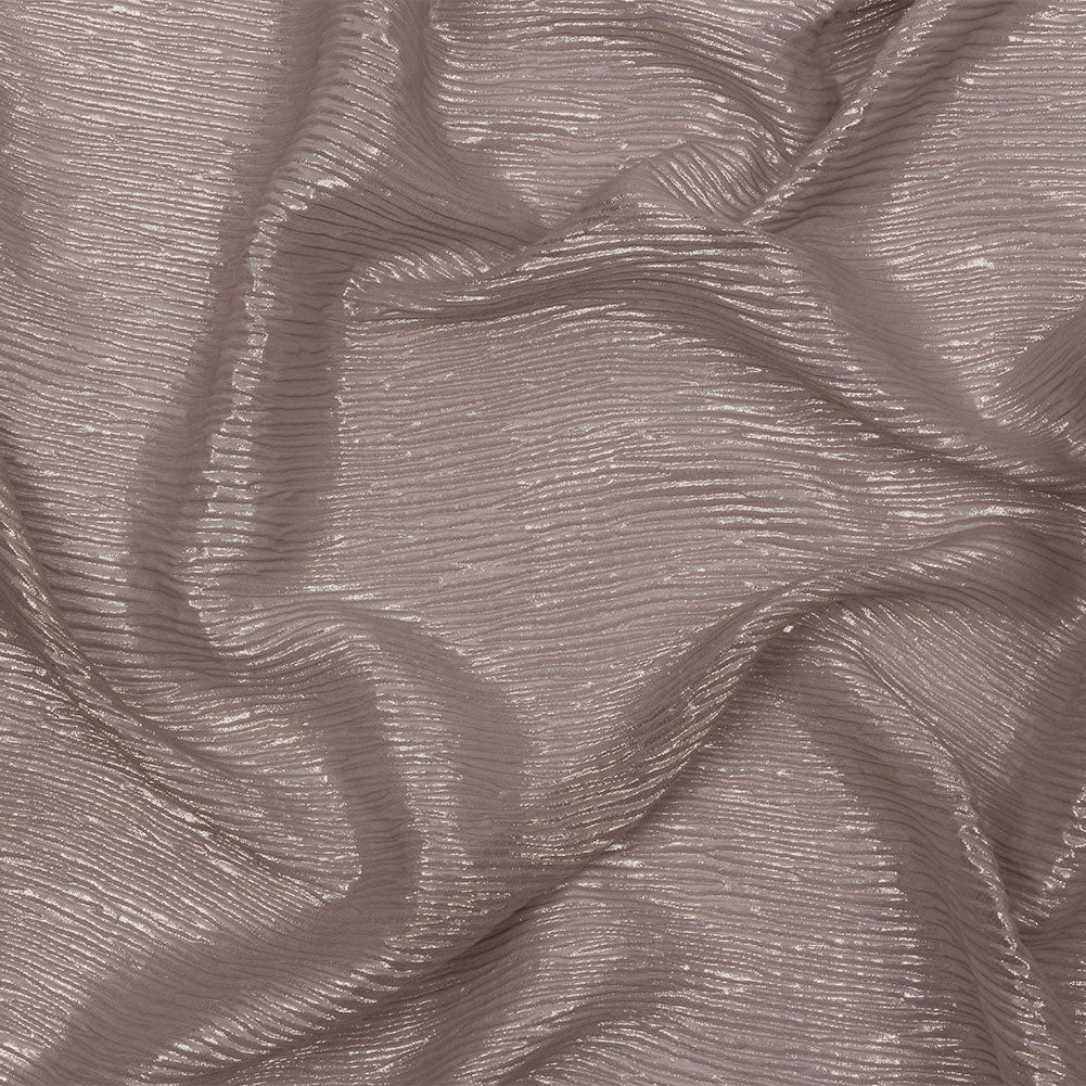 Polyester Chiffon Plisse with All-Over Foil - Taupe and Gold - Honey Collection - Joann Fabrics