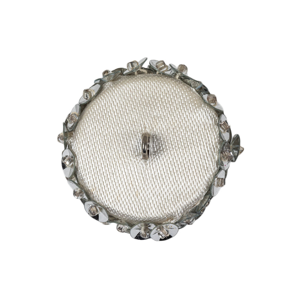 Vintage Silver Domed Sequined and Beaded Shank Back Button - 40L/25.5mm - Joann Fabrics