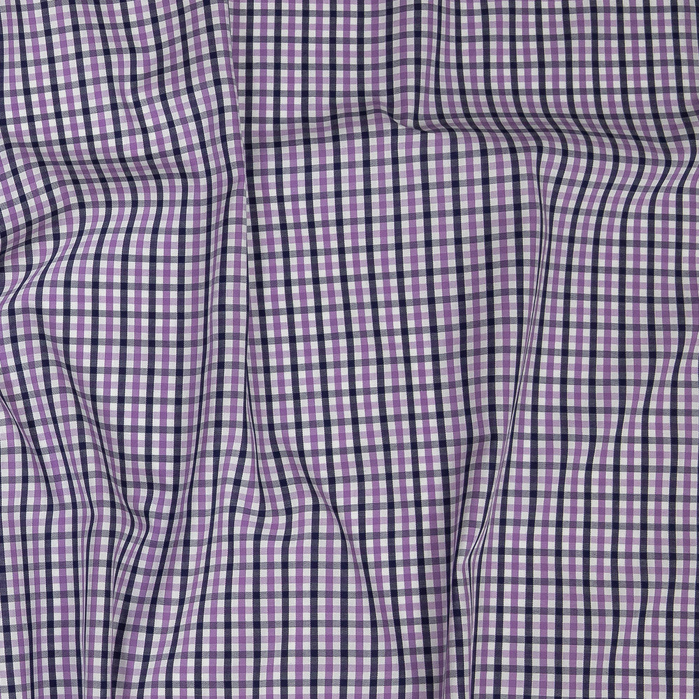 Premium Deep Wisteria and Navy Tattersall Checkered Cotton Shirting - Joann Fabrics