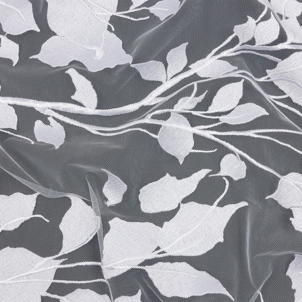 Embroidered Tulle Lace - White Leafy Branches - Magnolia Collection - Joann Fabrics