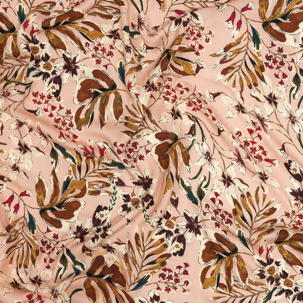 Rayon Challis - Pink Floral - Primavera Print - Mood Exclusive Viso Collection - Joann Fabrics