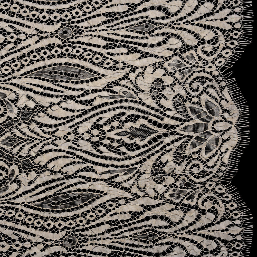 Raschel Lace with Scalloped Finished Edges - Bleached Sand Abstracted Floral - Joann Fabrics
