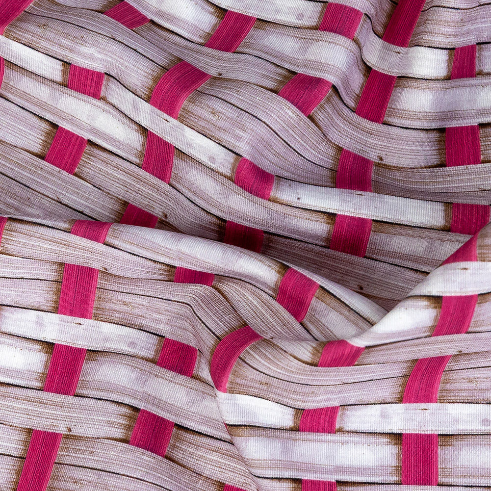 Pink and Mauve Shadows Wicker Basket Caye UV Protective Compression Swimwear Tricot with Aloe Vera Microcapsules - Joann Fabrics