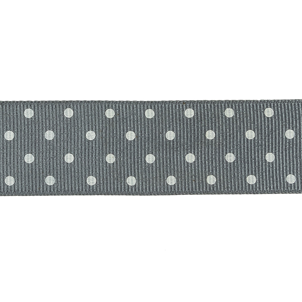 Sedona Sage and White Polka Dots Grosgrain Ribbon - 1