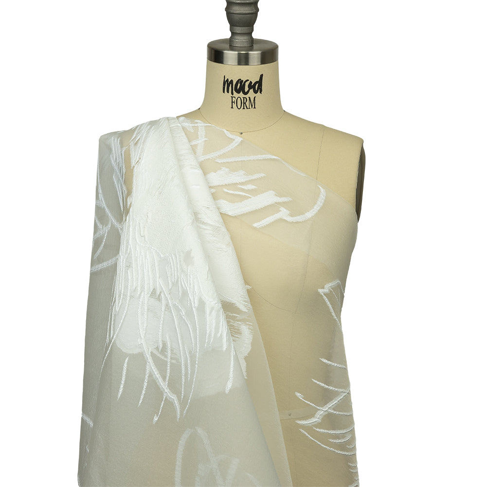 Metallic White Painterly Floral Luxury Burnout Brocade - Joann Fabrics